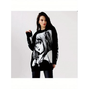 Two-dimensional yuan sweater men's and women's hip-hop loose autumn and winter new cross-border knitted sweater pullover sweater Two-dimensional yuan sweater men's and women's hip-hop loose autumn and winter new cross-border knitted sweater pullover sweater