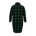 Chic Plus Size Plaid Longline Coat for Women - Casual Button-Up, Long Sleeve with Turn-Down Collar, Machine Washable