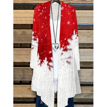 Women's Long-sleeved Open Collar Christmas Print Thin Coat Women's Long-sleeved Open Collar Christmas Print Thin Coat