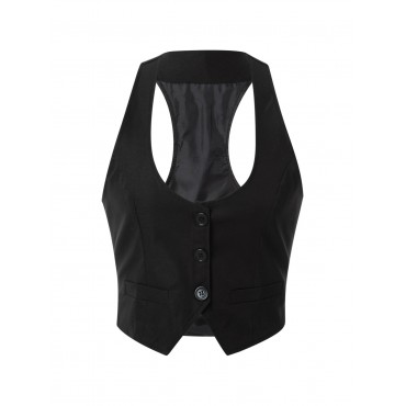 Women Plus Size Waistcoat Vests, Vintage Sleeveless V Neck Button Down Dressy Suit Blazer Vest Women Plus Size Waistcoat Vests, Vintage Sleeveless V Neck Button Down Dressy Suit Blazer Vest